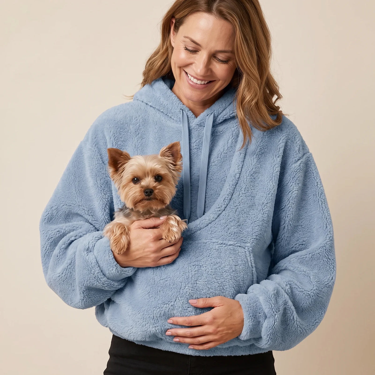 PupPouch Hoodie | Oversized Sherpa Pet Carrier Sweatshirt with Front Pouch