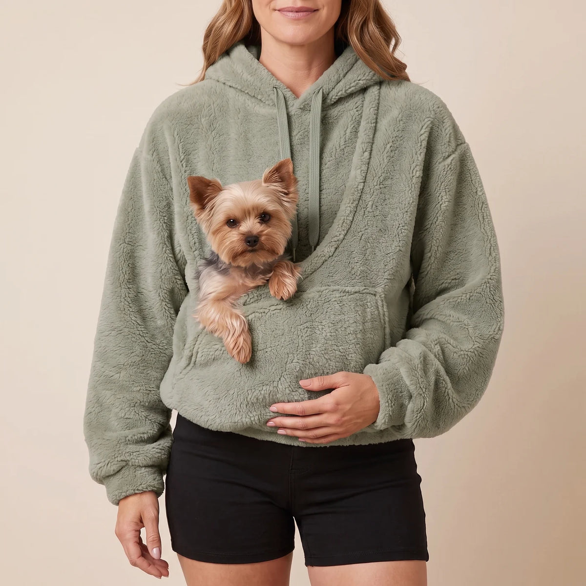 PupPouch Hoodie | Oversized Sherpa Pet Carrier Sweatshirt with Front Pouch