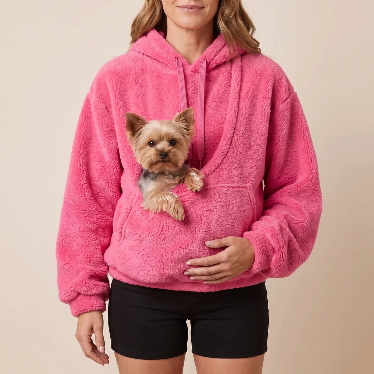 PupPouch Hoodie | Oversized Sherpa Pet Carrier Sweatshirt with Front Pouch