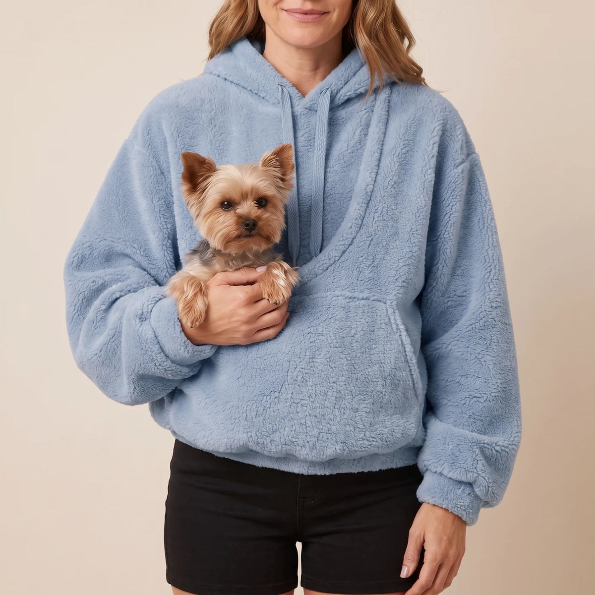 PupPouch Hoodie | Oversized Sherpa Pet Carrier Sweatshirt with Front Pouch