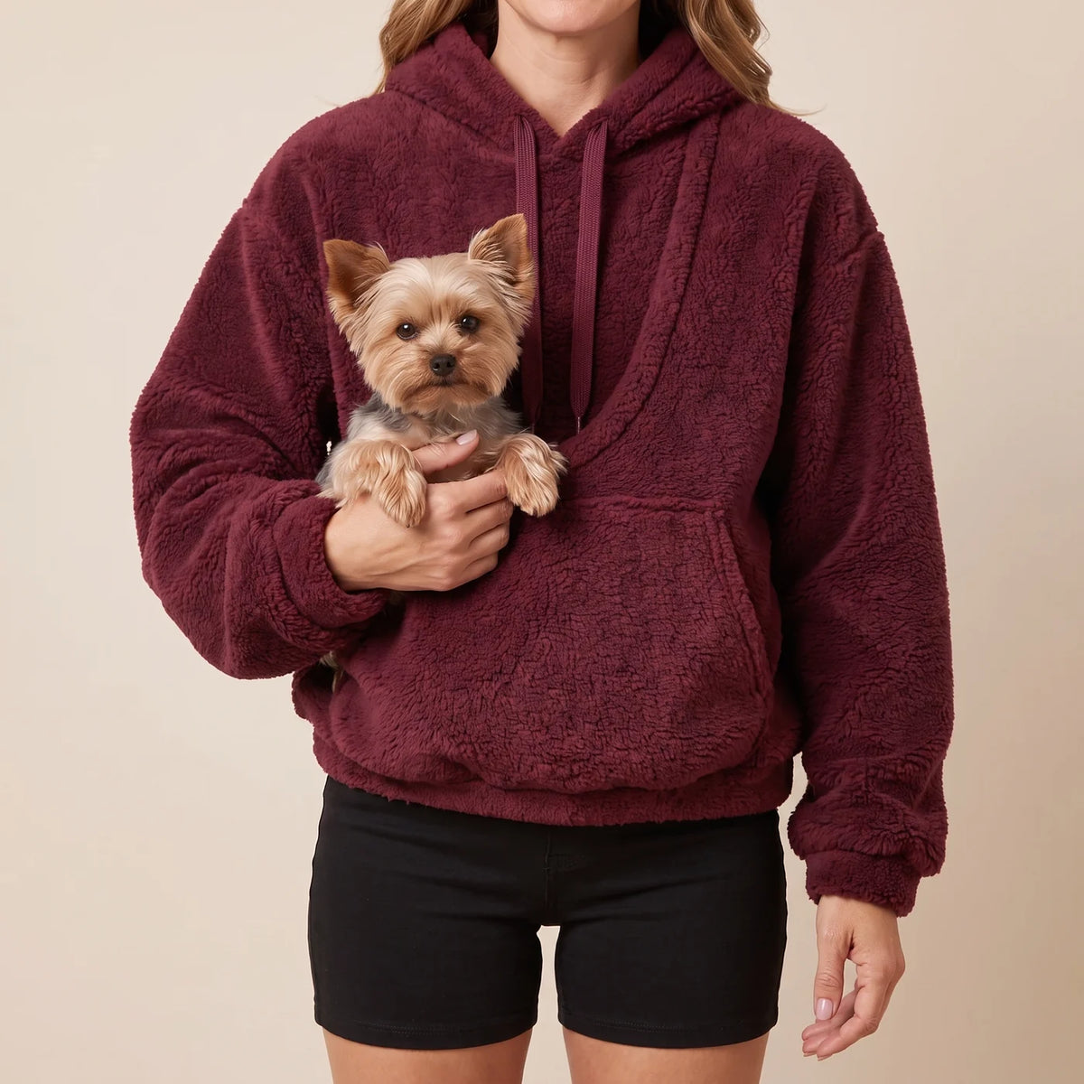 PupPouch Hoodie | Oversized Sherpa Pet Carrier Sweatshirt with Front Pouch