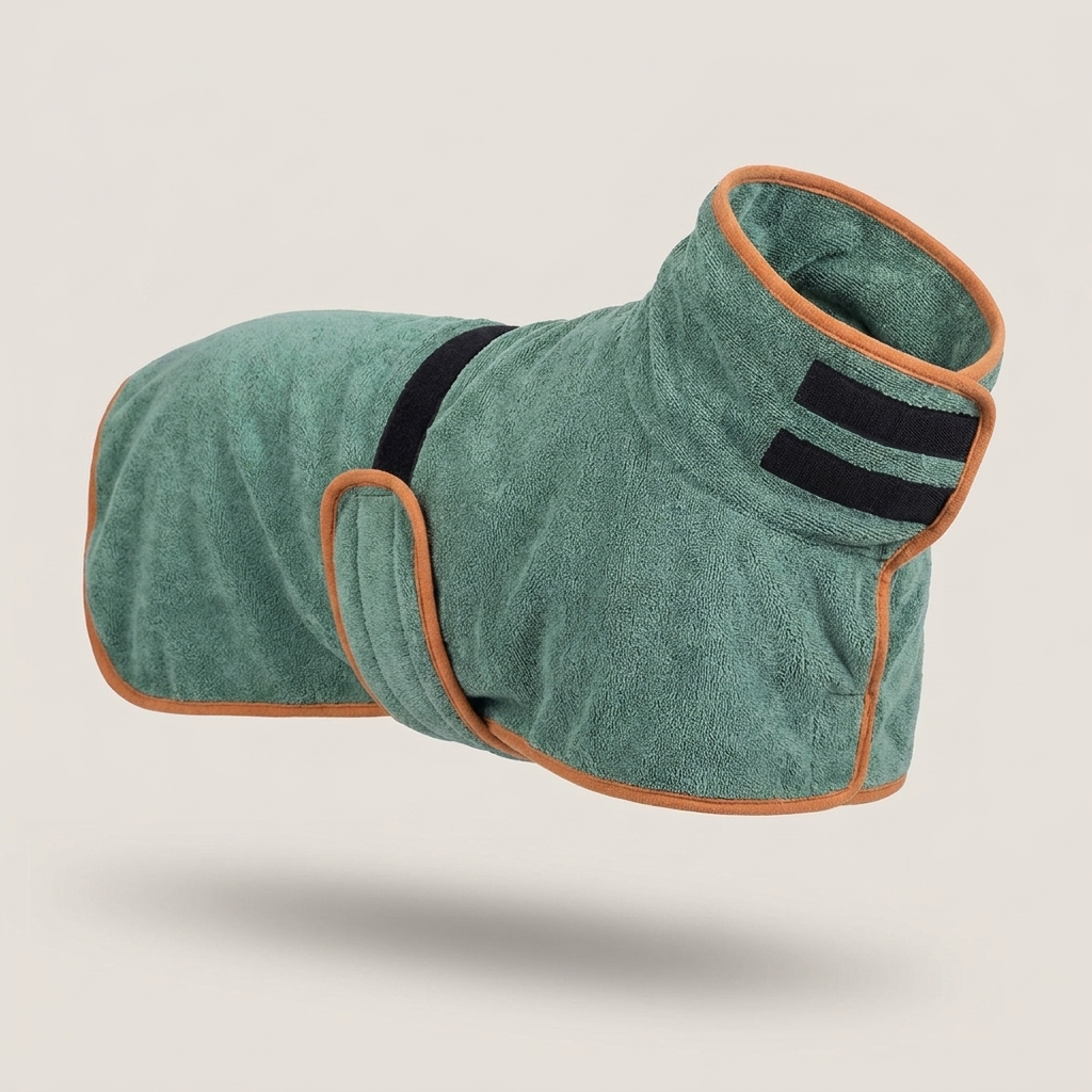 PupFloaty QuickDry Dog Drying Robe - Super Absorbent Towelling Bathrobe for Wet Dogs