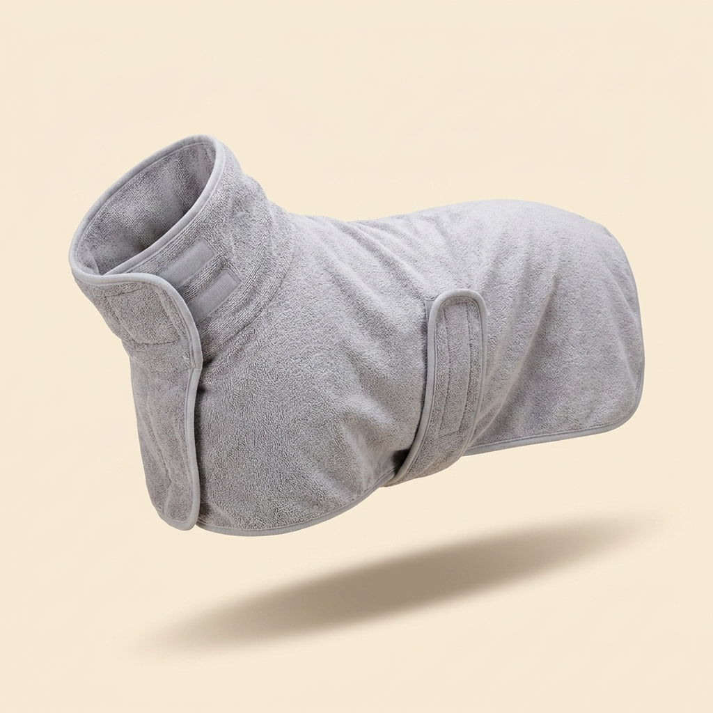 PupFloaty QuickDry Dog Drying Robe - Super Absorbent Towelling Bathrobe for Wet Dogs
